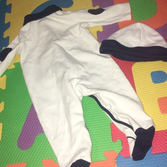 Little sailor infant Pajama Set with hat Sz 9 months old unisex romper one piece - Picture 5 of 5